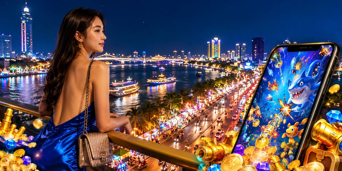 Trò chơi bắn cá neon tại vùng Mekong với ánh đèn rực rỡ